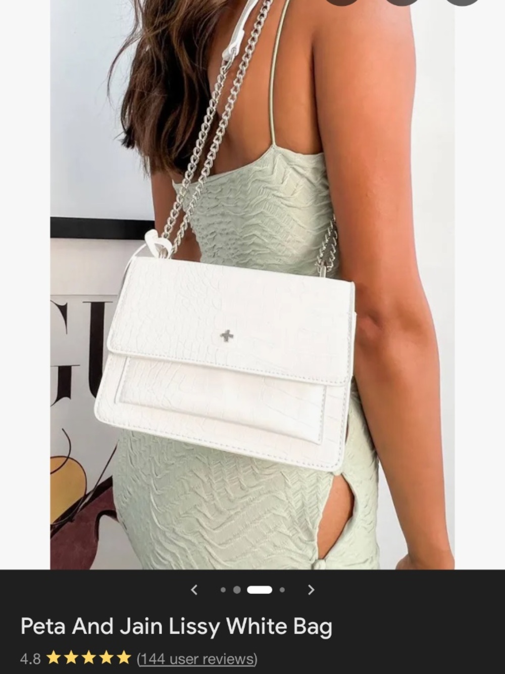 PETA and Jain White Vegan Croc leather purse bag